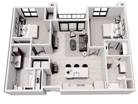 Floor plan for 2 beds, 2 baths, 1018 sqft
